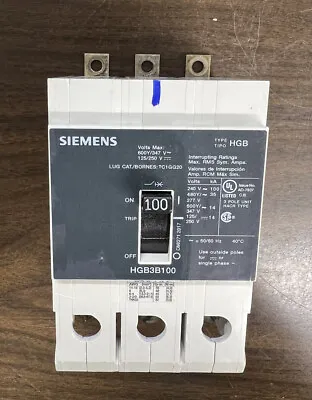 Buy HGB3B100 Siemens 100 Amp 480V 3 Pole Bolt On Circuit Breaker HGB3B100B • 150$