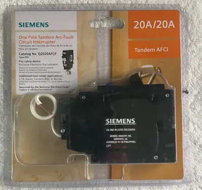 Buy Siemens Q2020AFCP 20A/20A One Pole Tandem CAFCI Arc-Fault QTA Circuit Breaker • 68.99$