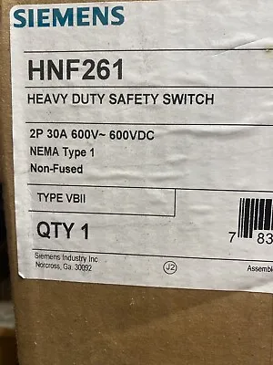 Buy Siemens, Heavy Duty Safety Switch, Hnf261(361), 30 A, 2(3) Poles, 600 V, Nema 1. • 65$