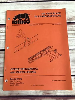 Buy Rhino 350 Rear Blade 35LR Landscape Rake Operators Manual • 13$