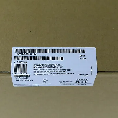 Buy SIEMENS 6AV6643-0CD01-1AX1 NEW In Box 6AV6 643-0CD01-1AX1 MP 277 TOUCH PANEL • 738.99$