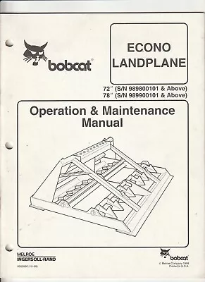 Buy Bobcat Econo Landplane 72 , 78   Operation & Maintenance Manual • 10$