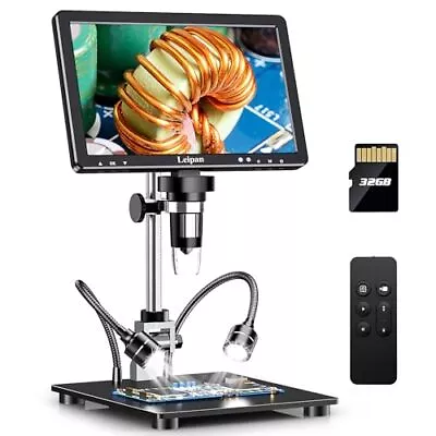 Buy DM12 Digital Soldering Microscope 2000X, 10.1  Coin Microscope With 32GB TF  • 200.24$