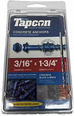 Buy 75pcs. Tapcon 3/16” Dia. X 1-3/4” L24305 Steel Hex Head Concrete Screw Anchor • 9.99$