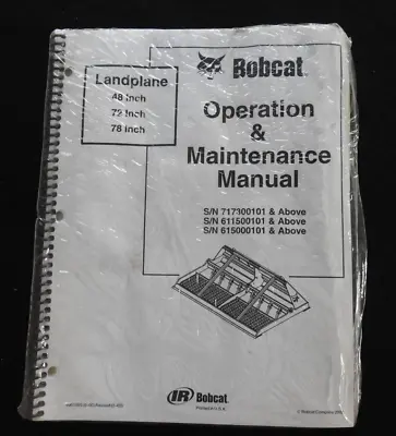 Buy Bobcat Skid Steer Loader 48  72  78  Landplane Operators Manual Sealed Minty • 24.95$