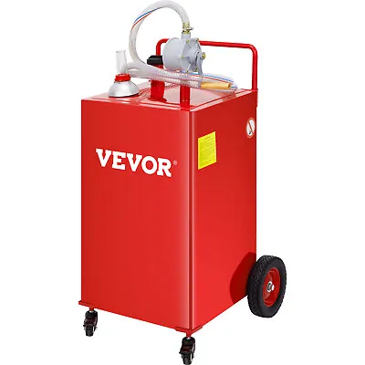 Buy VEVOR Fuel Caddy Fuel Storage Tank 35 Gallon 4 Wheels With Manuel Pump Red • 201.99$