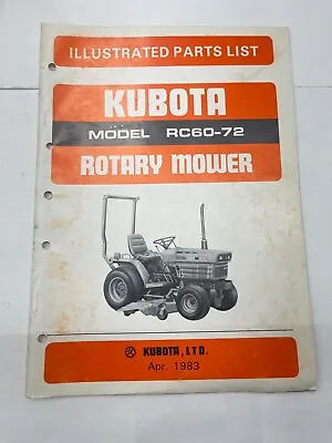 Buy Kubota Illustrated Parts List For Rotary Mower Model RC60-72 • 10$