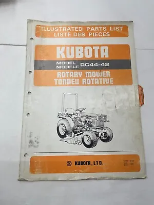 Buy Kubota Illustrated Parts List For Rotary Mower Model RC44-42 • 10$