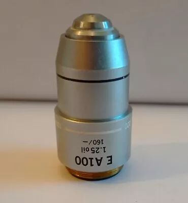 Buy OLYMPUS MICROSCOPE OBJECTIVE LENS 100 X E A100 1.25oil 160/- Made In Japan • 110$