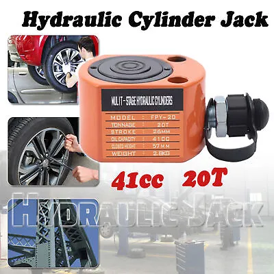 Buy 20Tons 41cc Multi Stage Hydraulic Cylinder Flat Jack Low Profile Ram 45 Steel • 113$