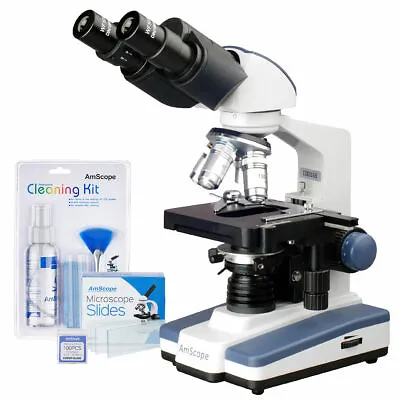 Buy AmScope 40X-2500X Lab Compound Binocular Microscope W 3D Mech Stage + Slide Kit • 286.99$