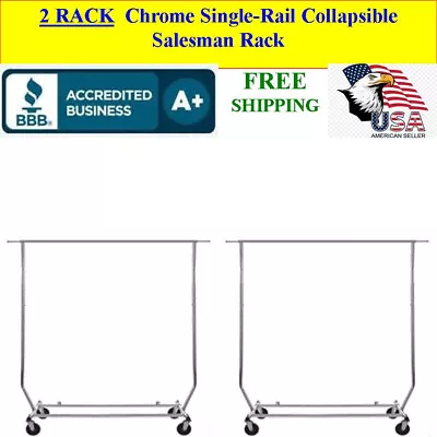 Buy 2 RACKS Chrome Single-Rail Collapsible Salesman, Show, Clothing Rack • 225.90$