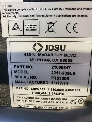 Buy *NEW*  JDSU 2211-20SLELaser Power And Controller With Cable.      -51 • 429.99$