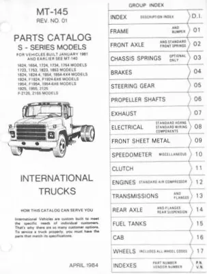 Buy 1987 International S Series 1924 F1924 6x6 Truck Parts Catalog Manual MT145 • 279.30$