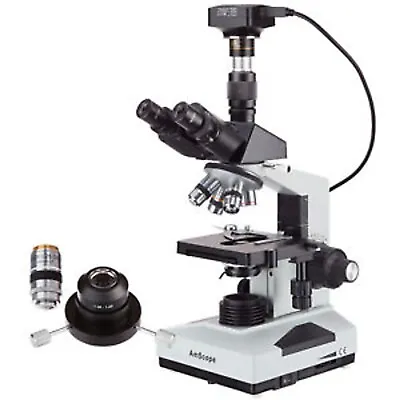 Buy Amscope 40X-2000X Trinocular Darkfield Microscope + 100X Iris Objective + 3.1Mp • 2,100$