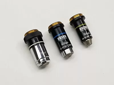 Buy Carl Zeiss Microscope Objective Lens Plan 100/1.25 Oel, 40/0.65, 10/0.22 LOT 3 • 89.99$