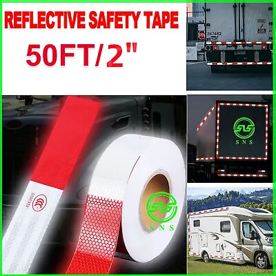 Buy Reflective Trailer Tape Safety Red White Truck Warning Tape Conspicuity Sign Car • 13.99$