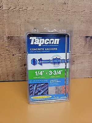 Buy TAPCON 24340 1/4-in X 3-3/4-in Hex-Washer-Head Concrete Screw Anchor 75-Pack • 22.99$