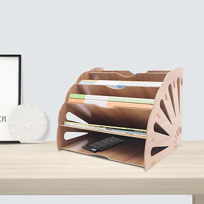 Buy Wood Desk Organizer Work Space Storage Paper File Folder Home Office Shelves US • 19.95$