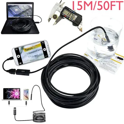 Buy 50 FT Pipe Inspection Camera USB Endoscope Video Sewer Drain-Cleaner,Water-proof • 30.36$