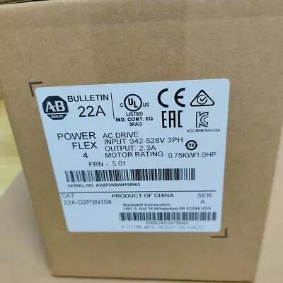 Buy 2022 Allen Bradley 22A-D2P3N104 /A Powerflex 4 AC Drive 1HP Surplus SEALED • 498.50$