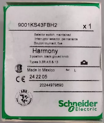 Buy New Schneider Electric 9001KS43FBH2 Selector Switch 3-position - Free Shipping • 75$