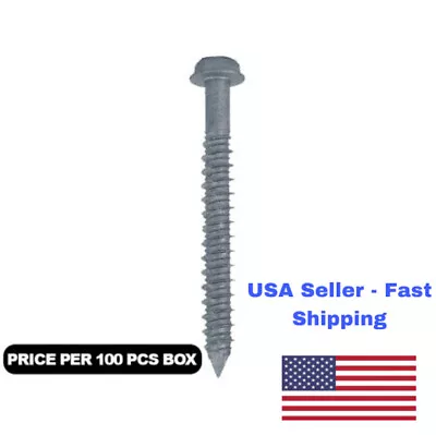 Buy Concrete Tapping Screws Pack 100 Pcs, Hex Slot Head, Grey Finish. (USA STOCK) • 15.99$