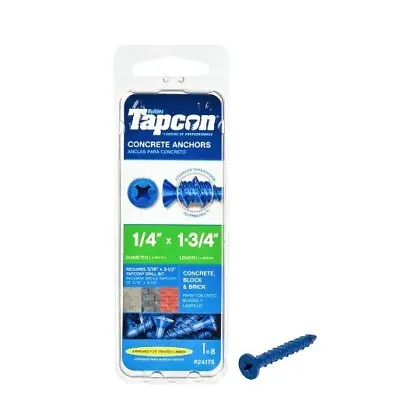 Buy TAPCON 24175 1/4-in X 1-3/4-in Phillips Flat-Head Concrete Screw Anchors 8-Pack • 8.99$
