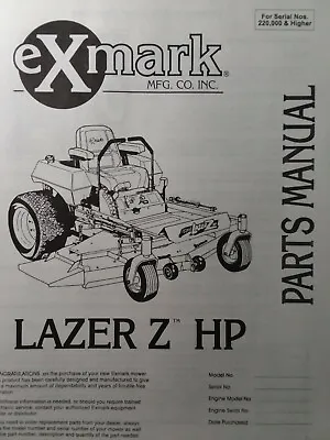 Buy EXmark Lazer Z HP Zero-Turn Riding Lawn Mower Parts Manual 44  48  52  220000up • 55.24$