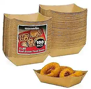 Buy Pack 2-Lb Brown Kraft Paper Food Trays, Heavy-Duty Paper Food Boat, 100 • 24.49$