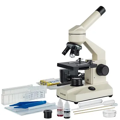 Buy AmScope 40X-1000X Student Biological Portable LED Compound Microscope Prep Slide • 125.99$