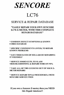 Buy SENCORE LC76 (SERVICE & REPAIR DATABASE) Symptoms&Cures, Precise Repair Details! • 219.95$