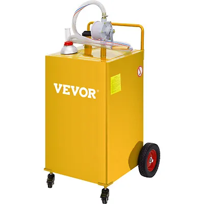 Buy VEVOR Fuel Caddy Fuel Storage Tank 35 Gallon 4 Wheels With Manuel Pump Yellow • 264.99$