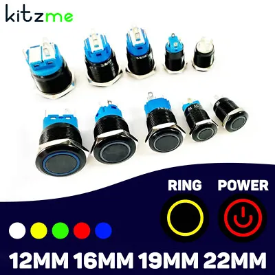 Buy Metal Black Push Button Switch LED Momentary Latching Pc Boat Car Light Switch • 3.99$