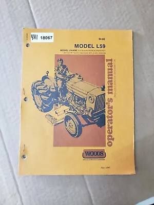 Buy Woods L59 K82 Mower For Kubota B8200 / HST Operators Manual With Parts List • 19.84$