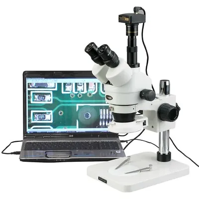 Buy AmScope 3.5X-180X Manufacturing Zoom Stereo Microscope + 144-LED + 5MP Camera • 723.99$