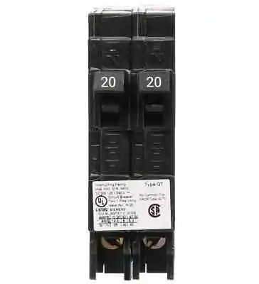 Buy Siemens QTI2020 Plug-In Circuit Breaker 20A 240V 2P 1PH QT 20 AMP 240 Volt 2P • 9.25$
