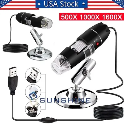 Buy 1600X Zoom 3in1 HD 1080P USB Microscope Digital Magnifier Endoscope Camera Video • 25.89$