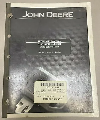 Buy John Deere 314F, 518R, 820R Walk Behind Tillers Tech Manual TM1687 K-8 • 29.99$