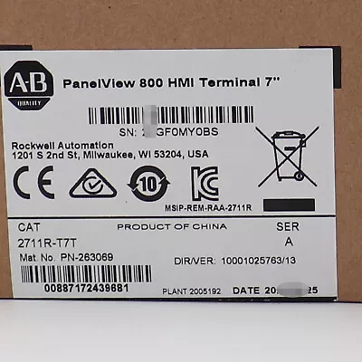Buy  Allen-Bradley 2711R-T7T PANELVIEW 800 7-INCH HMI TERMINAL New Factory Sealed • 499.99$