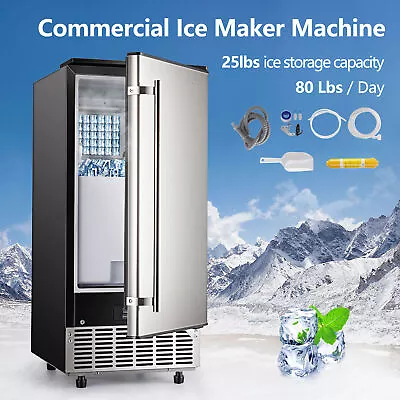 Buy Commercial Undercounter Ice Maker Stainless Built-in Freestanding Cube Machine • 625.90$