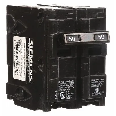 Buy Siemens Q250 50-Amp 2 Pole 240-Volt Circuit Breaker Plug In New • 45.95$