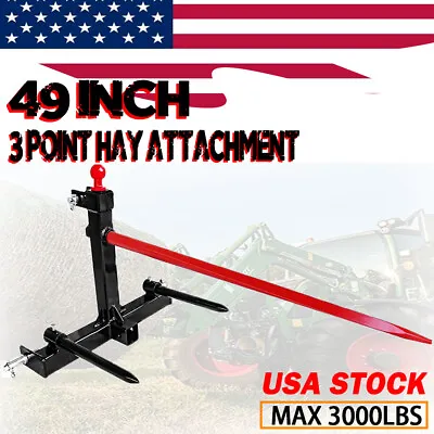 Buy Cat 1 Tractor 3 Point Trailer Attach &49  3000lbs Hay Bale Spear 17  Stabilizer • 279.99$