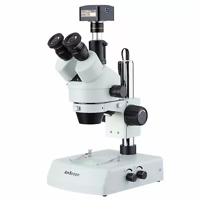 Buy AmScope LED Trinocular Zoom Stereo Microscope 3.5X-180X + 5MP USB3 Camera • 963.99$