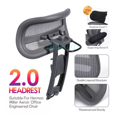 Buy Headrest For Herman Miller Aeron Office Engineered Chair With Protective Cover • 126$