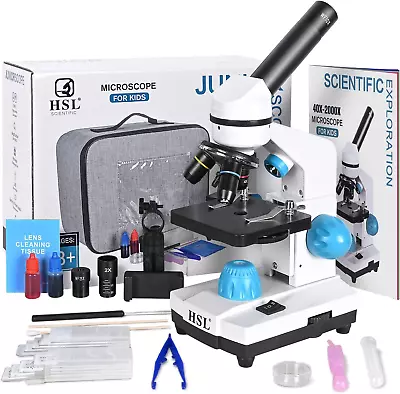 Buy HSL Microscope For Kids,40X-2000X Monocular Microscopes For Adults Students Begi • 123.89$
