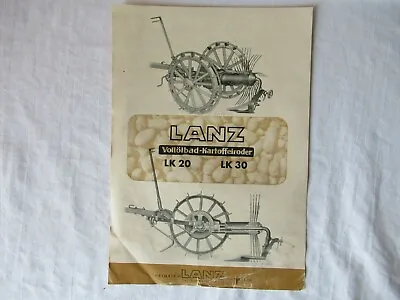 Buy Lanz LK20 LK30 Potato Digger GERMAN Specification Sheet Brochure • 10.39$