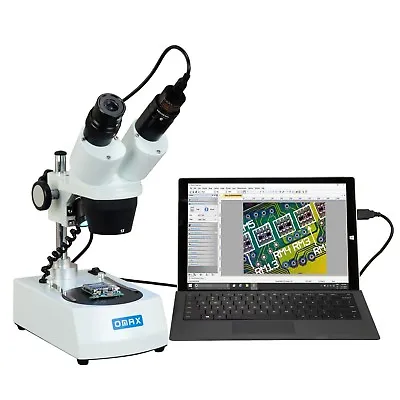 Buy OMAX 10X-30X Cordless Binocular Stereo Microscope With LED Lights, 1.3MP Camera • 219.99$