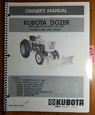 Buy Kubota KUFD210 Dozer For L185 L245 L245DT Tractor Owner Operator & Parts Manual  • 15.99$