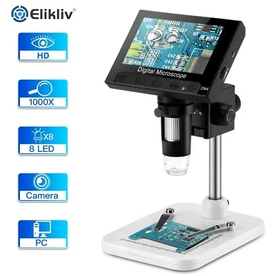 Buy Elikliv Coin Microscope 1000X 4.3'' LCD Digital Microscope With Screen USB HD • 49.96$
